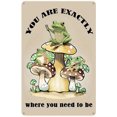 thumbnail image 1 of Funny Frog Mushroom Positive Quote Vintage Metal Sign Funny Frogs Aluminum Sign Gift for Music Lovers Cute Cartoon Frog Tin Sign For Bedroom Bathroom Kitchen Club Pub Man Cave 12x8 Inches, 1 of 8