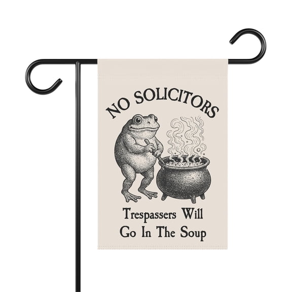 Funny Frog No Soliciting Garden Flag, Outdoor Yard Decor