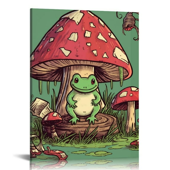 Funny Frog Positive Quote Canvas Art Print Don't Be Stressin' Life's A Blessing Cute Cartoon Frog Creativity Wall Decor For Bedroom Bathroom