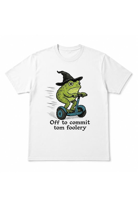 Funny Frog Scooter T-Shirt, Off to Commit Tom Foolery Graphic Tee, Unisex