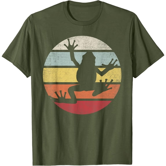 Funny Frog Silhouette Vintage Unisex T-Shirt for Men Women Kids Toddler,Military Green Color,Size YXL