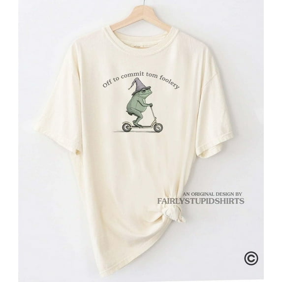 Funny Frog T-Shirt | 'Off to Commit Tom Foolery' | Unisex Comfort Colors Tee