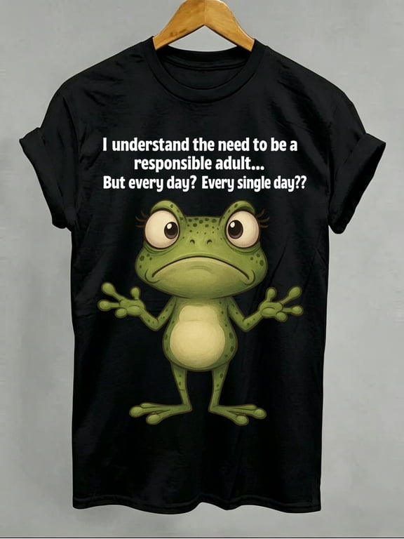 Funny Frog T-Shirt Responsible Adult Every Day Meme Humor Graphic Tee