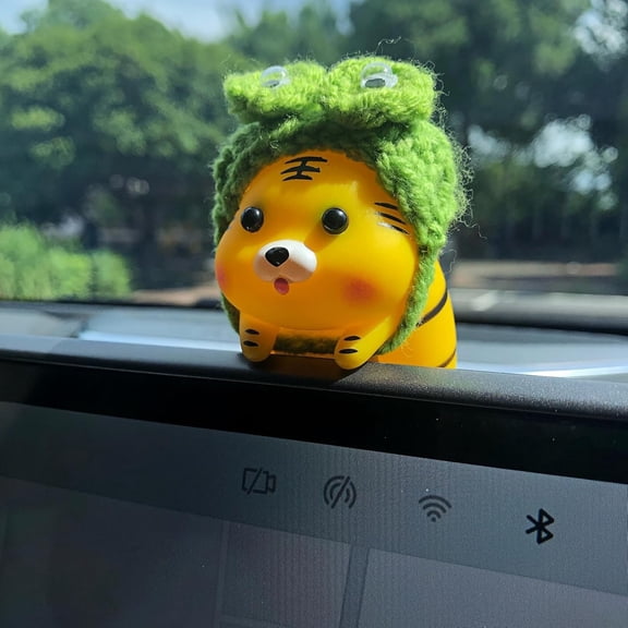 Funny Frog Tiger Car Dashboard Decorations Accessories Interior for Men Women, Creative Anime Tigers Statues Figures for Car Dash Board Decor Auto Display Charms Decoration Computer Monitor Ornaments