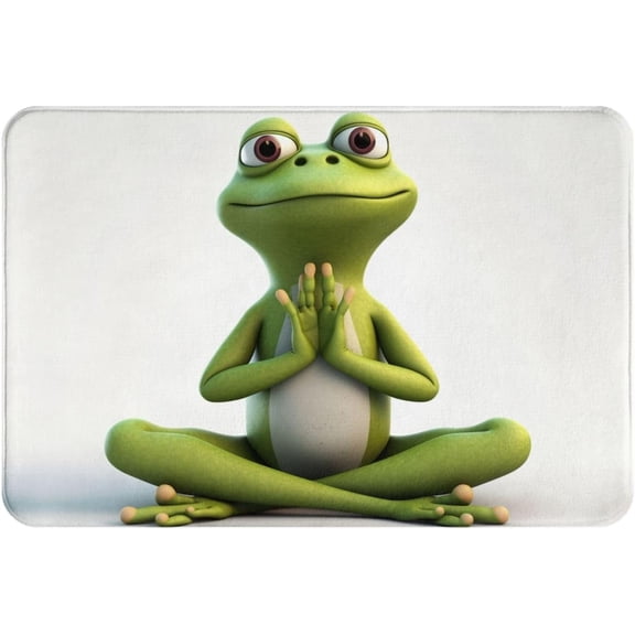 Funny Frog Yoga Indoor Doormat Memory Sponge Non Slip Rubber Back Bath Rug 16 x 24 Inch for Front and Back Doors, Laundry Room, Living Room, Bedroom