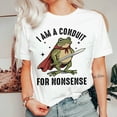 thumbnail image 1 of Funny Frog with Sword T-Shirt – I Am a Conduit for Nonsense Meme Tee for Women & Quirky Humor Lovers, 1 of 6