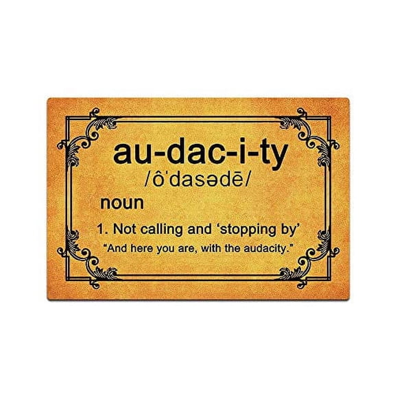 Funny Front Door Mat Audacity Definition Funny Doormat Entrance Floor Mat Funny Doormat for Outdoor/Indoor Uses, Low-Profile Rug Mats for Entry 23.6"(W) X 15.7"(L)