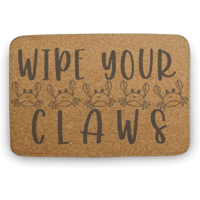 Funny Front Door Mat Beach House Mat, Wipe Your Claws Crab Bath