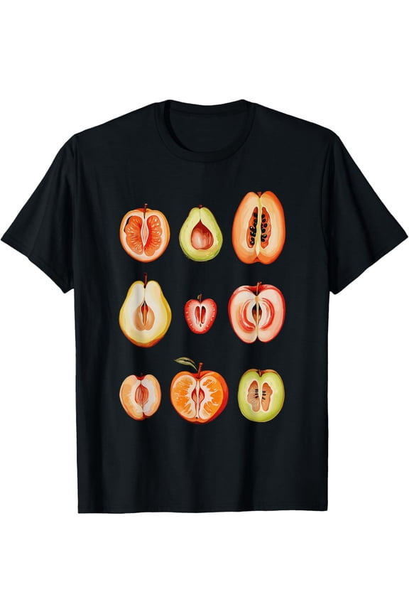 Funny Fruit Art Collection Retro Minimalist Fruit Lover T-Shirt