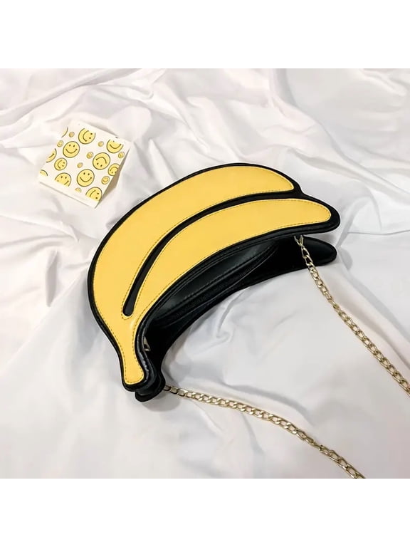 Funny Fruit Shape Shoulder Bag for PU Chain Bag Small Crossbody Bags Cartoon Shape Bags Banana Purses