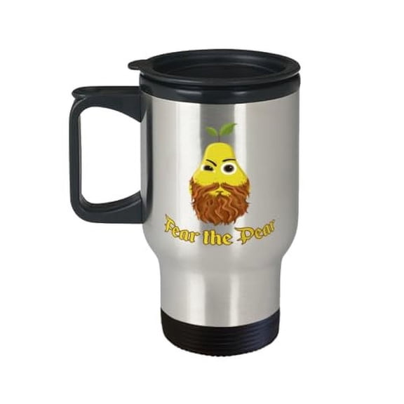 Funny Fruit Travel Mug, Fear The Pear, Foodie Gift, Birthday 14oz Portable Cup