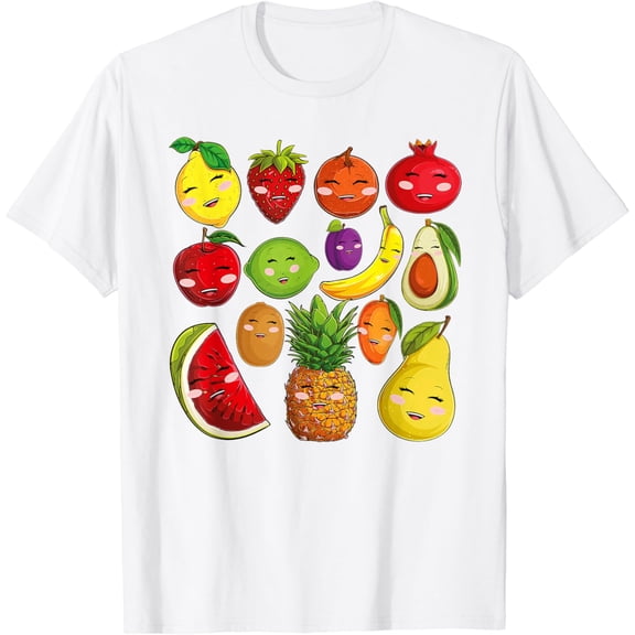 Funny Fruits Collage Cute Fruit and Vegetables T-Shirt100% cotton