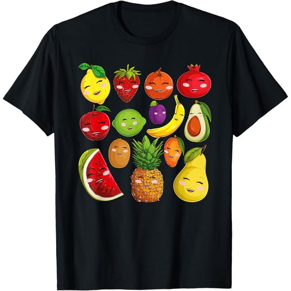 Funny Fruits Collage Cute Fruit and Vegetables T-Shirt