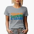 thumbnail image 1 of Funny Fueled by Caffeine & Chaos Quote, Groovy Retro Wavy Text Merch Gift, Heather Grey T-Shirt, 3XL, 1 of 5