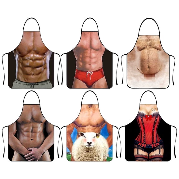 Funny Full Dress Apron, Muscle Man Jeans Apron, Funny Life,Kitchen Ware