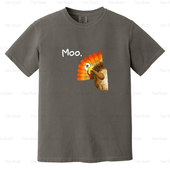 Funny Fun Thanksgiving Turkey Moo Cow Holiday Humor Animal Disguise, Comfort Color T-Shirt Unisex, up to 4XL