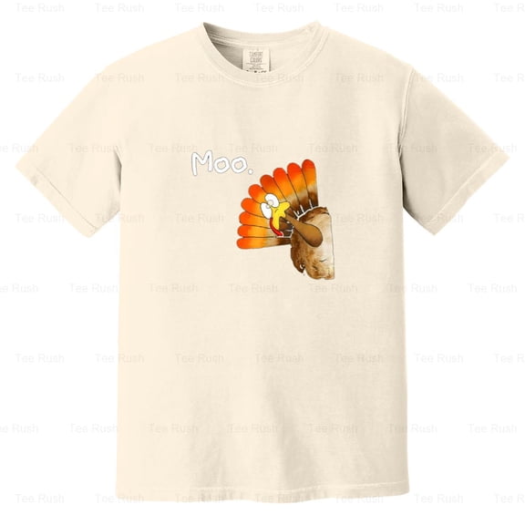 Funny Fun Thanksgiving Turkey Moo Cow Holiday Humor Animal Disguise, Comfort Color T-Shirt Unisex, up to 4XL