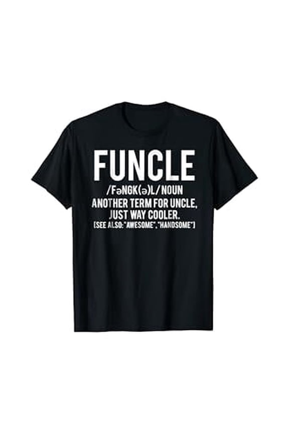 Funny Funcle Definition Men's T-Shirt Cool Uncle Gift Awesome Handsome Graphic Tee Retro Style Black