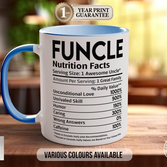 Funny Funcle Mug: Vibrant Coloured Coffee Cup (Assorted Colours)