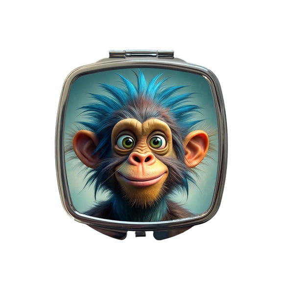 Funny Funky Crazy Monkey Travel Makeup Handbag Purse Small Pocket Compact Mirror