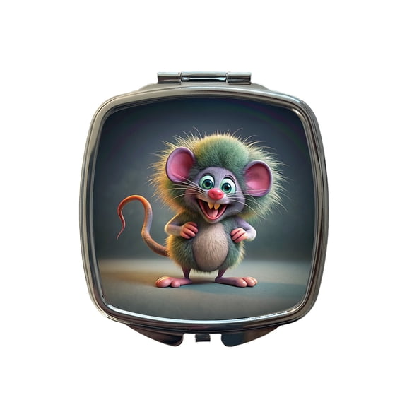 Funny Funky Crazy Mouse Travel Makeup Handbag Purse Small Pocket Compact Mirror