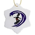 thumbnail image 1 of 3drose, Funny Funky Surfer Dude Riding the Waves in Red Swimsuit, 3 inch Snowflake Porcelain Ornament, 1 of 7