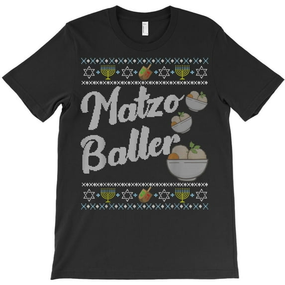 Funny Funny Hanukkah Sweater Matzo Baller Chanukkah 2025 Jewish Holiday H29759 Unisex T-Shirt, Up to 5XL Available