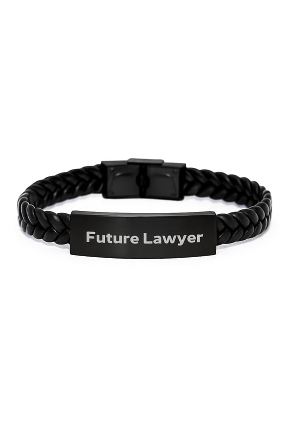 Funny Future Lawyer Quote Interlaced Leather Bracelet, Gifts from Friends to Lawyer, Birthday Unique Gifts for Men, Women, Coworkers, Family