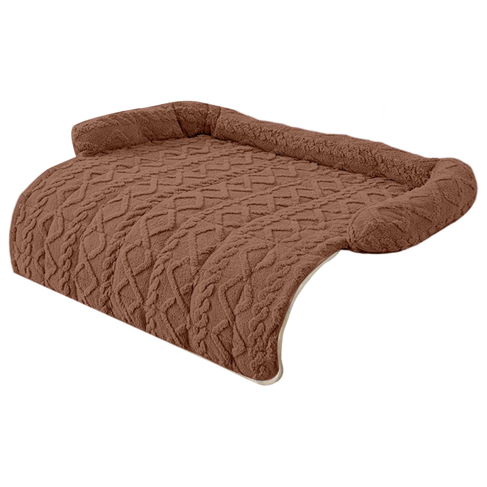 Funny Fuzzy Dog Bed & Sofa Protector - Reversible Plush Pet Couch Cover with Bolster, Calming Fluffy Mat for Dogs and Cats, Washable Furniture Guard