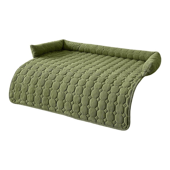 Funny Fuzzy Dog Bed & Sofa Protector - Reversible Plush Pet Couch Cover with Bolster, Calming Fluffy Mat for Dogs and Cats, Washable Furniture Guard