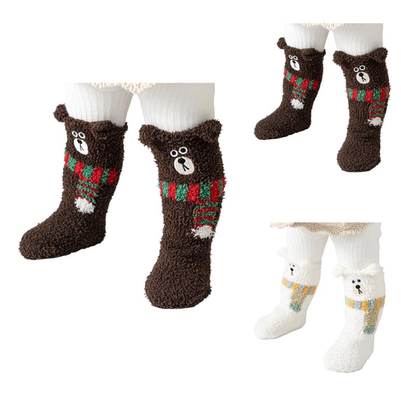 Funny Fuzzy Slipper Socks for Kids, Cute Novelty Soft Cozy Winter Warm Home Sleeping Socks, Fluffy Comfortable Gift for Children