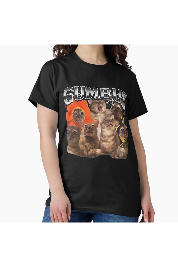 Funny GUMBUS Cat Collage T-Shirt - Cute Flower Cat Meme Gift H1622, for Unisex, Up to Size 5XL