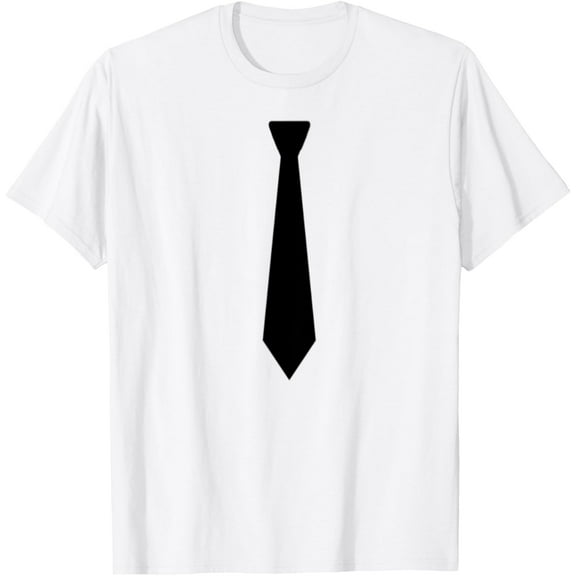 Funny Gag Gift for Co-worker fake tie t-shirt /black tieMen and women, White T-shirt, size: Extra large