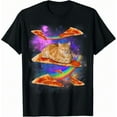 thumbnail image 1 of Funny Galaxy Cat In Space Cat Riding Pizza T-Shirt Cotton T Shirt,Funny Graphic Tees,Vintage T Shirts,Matching Couple Outfits,OVERSIZE, 1 of 4