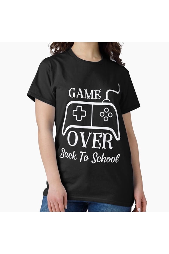 Funny Game Over Back To School Video Gamer Graphic T-Shirt Retro Gaming Apparel for Students and Teachers