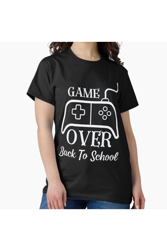 Funny Game Over Back To School Video Gamer Graphic T-Shirt Retro Gaming Apparel for Students and Teachers