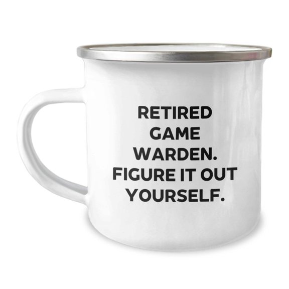 Funny Game Warden Gifts from Family - 'Figure It Out Yourself' Camping Mug for Graduation, Stainless Steel with Enamel Finish, 12 oz Capacity