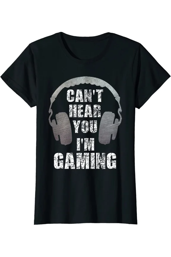 Funny Gamer Can't Hear You I'm Gaming Gift Ladies' Crewneck T-Shirt