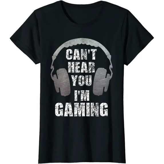 Funny Gamer Can't Hear You I'm Gaming Gift Ladies' Crewneck T-Shirt