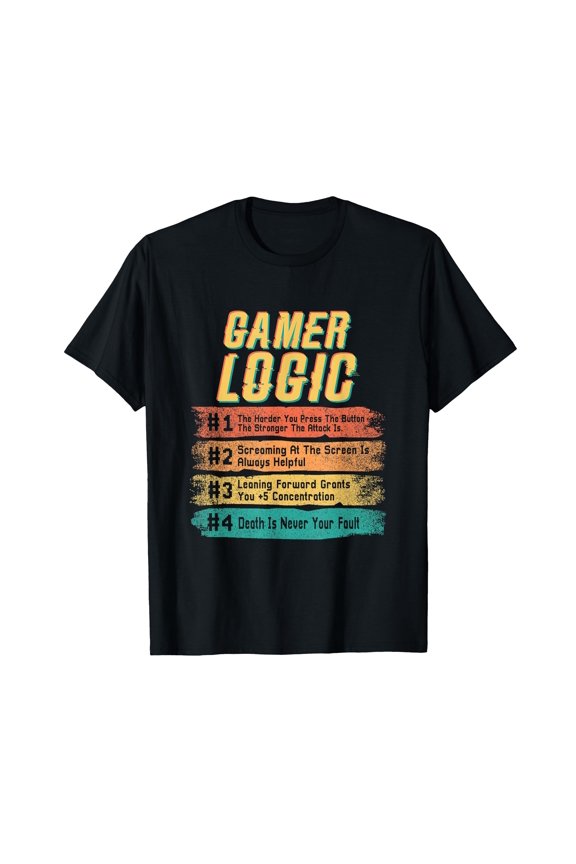 Funny Gamer Logic Graphic T-Shirt for Video Game Enthusiasts