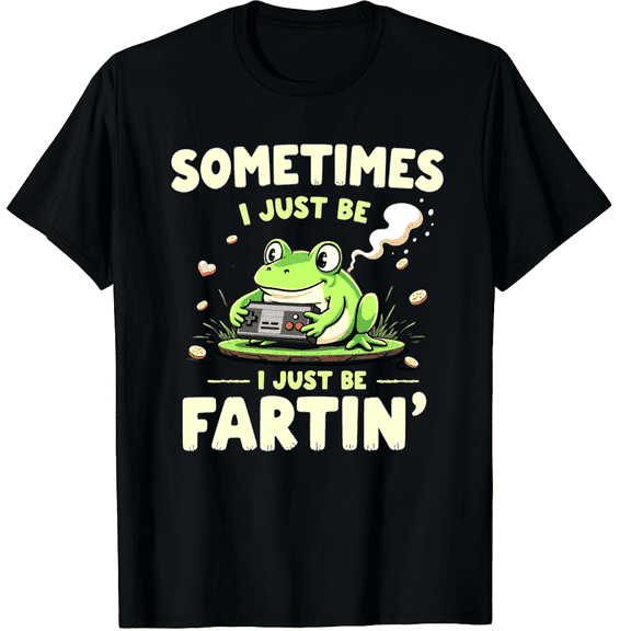Funny Gamer Shirt Sometimes I Just Be Fartin Silly Frog Meme Humor Graphic Black T-Shirt for Men and Women
