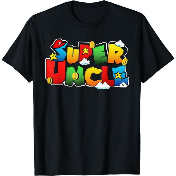 Funny Gamer Super Uncle Pixel Art T-Shirt - Perfect Father's Day Gift for Uncles