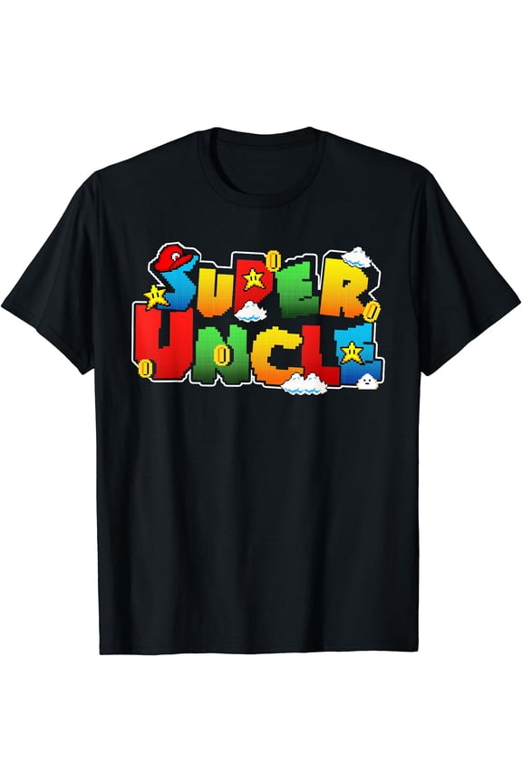 Funny Gamer Super Uncle Pixel Art T-Shirt - Perfect Father's Day Gift for Uncles