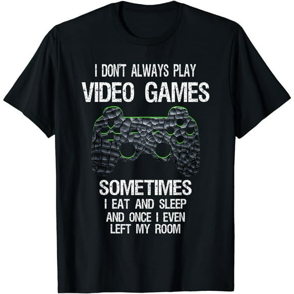 Funny Gamer Video Games Boys Teens T-Shirt - Classic Fit, Black, Cotton Blend