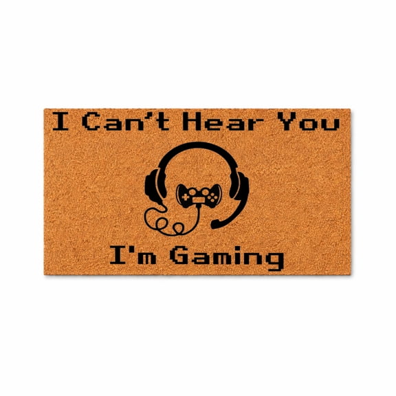 I Can't Hear You I'm Gaming Doormat, Gaming Headset Controller Welcome Mat, Indoor Outdoor Entryway Mat (16x24 inches) WoodByStu 5389