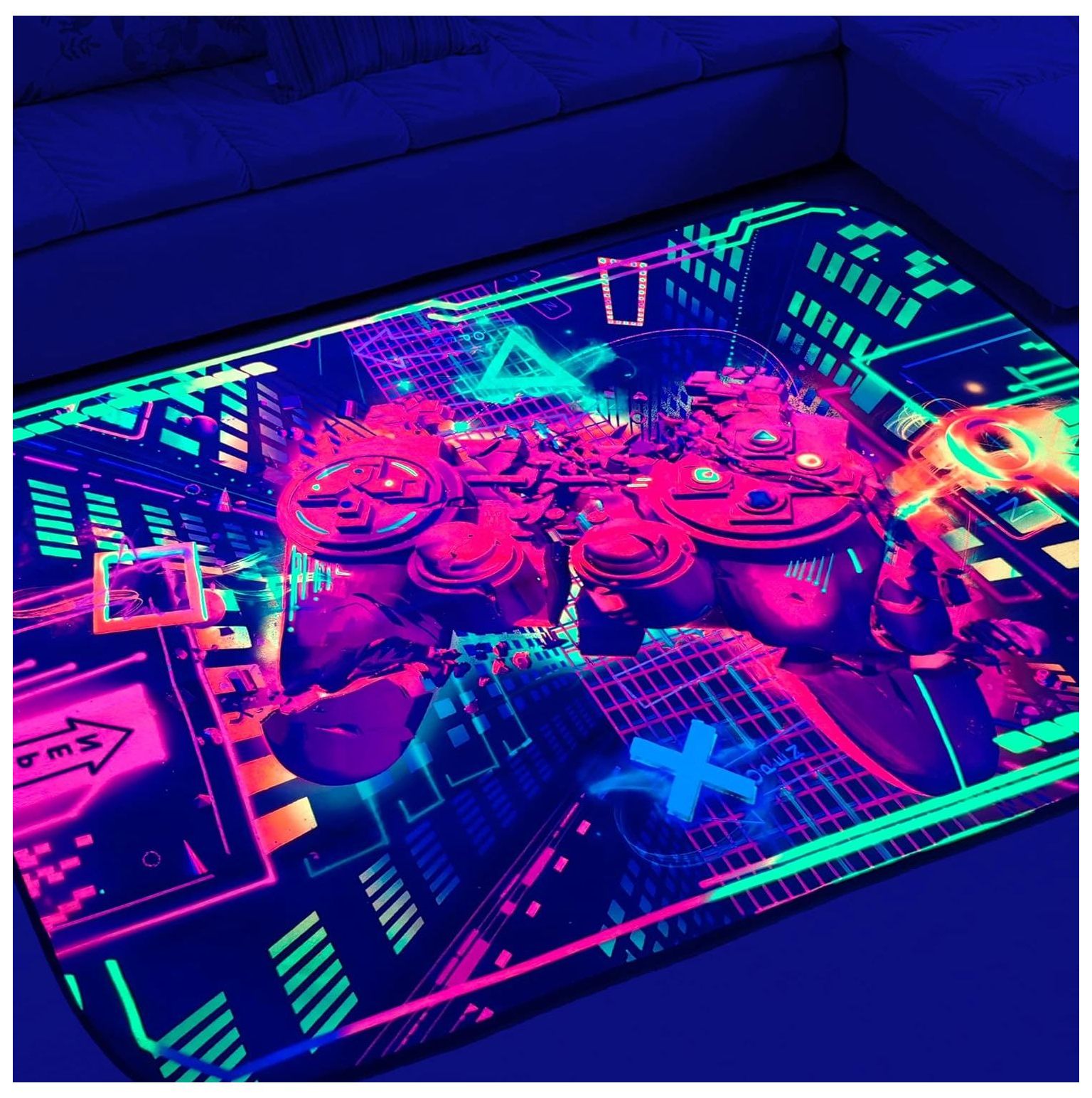 Funny Gaming Office Chair Mat for Carpet Blacklight UV Reactive Game