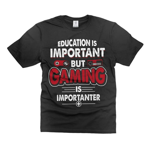 Funny Gaming Shirt Education Is Important But Gaming Is Importanter Shirt Gamer Shirts Gaming Tees