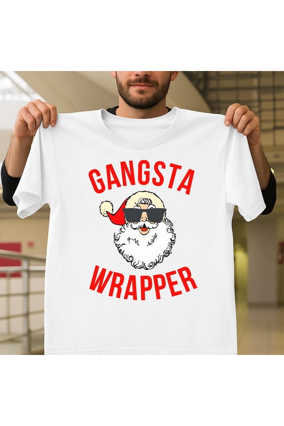 Funny Gangsta Wrapper St. Nick Rapper Graphic Unisex T-Shirt, Christmas Holiday Gift G0777, Up to Size 5XL