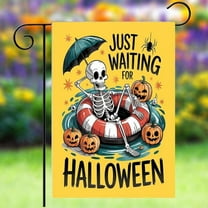Funny Garden Flag, Just Waiting For Halloween Yard Decor, Outdoor House Yard Porch Pool Flag, Halloween Decor, Cottagecore Outdoor Decoration