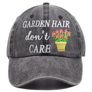 Funny Garden Hair Don t Care Hats for Women Mama, Adjustable Wash Cotton Embroidered Gardening Baseball Cap
